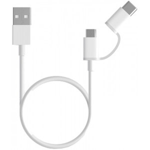 Xiaomi 2-in-1, USB Male la microUSB Male, USB-C Male, 1 m, White