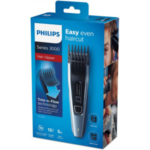 Philips Seria 3000 HC3530/15  cu Tehnologie DualCut, pieptene ajustabil, 0.5-23mm, 13 trepte, 75 min, Negru/Gri