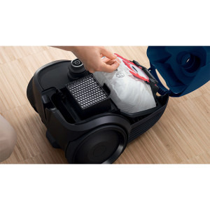 Bosch cu sac BGBS2BU1T Seria 2, 850W, filtru igienic, 3.5 L, 80dB, Consum anual de energie 40 kWh/an, Albastru