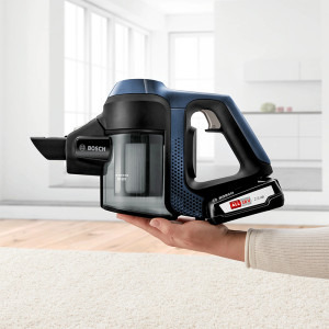 Bosch vertical cu acumulator BCS611P4A Serie 6, 18V, autonomie 30 min, 0.3 L, 85dB, Albastru