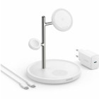 Incarcator wireless Anker 3-in-1 MagGo, Wireless Charger pentru dispozitivele Apple, White