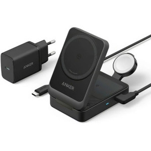 Incarcator wireless Anker 3-in-1 MagGo, Wireless Charger pentru dispozitivele Apple, Black