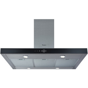 Hota Whirlpool decorativa AKR 504 IX/1 Putere de absorbtie 713 m3/h, Clasa A, 6th Sense, Booster, Iluminare LED, 100 cm, Inox