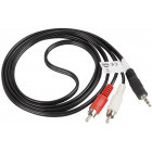 Cablu audio Lanberg Jack 3.5 mm Male - 2x RCA Male, 2m, negru