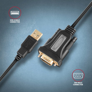 AXAGON USB 2.0 tip A Male - Serial Male, 1.5m, negru