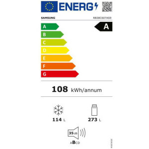 Samsung RB38C607AS9/EF, 387 L, No Frost, Clasa A, Twin Cooling Plus, Smart Control, 203 cm, Inox