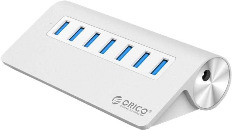 Hub USB Orico M3H7, 7 porturi, USB 3.0, argintiu