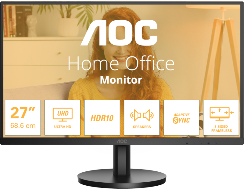 Monitor LED AOC U27B3A 27 inch UHD IPS 4 ms 60 Hz HDR