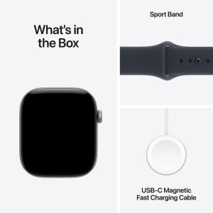 Apple Watch Series 12, GPS, 42mm Carcasa Aluminium Space Grey, Navy Blue Sport Band - M/L