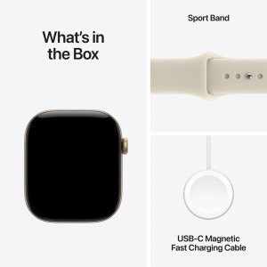 Apple Watch Series 12, GPS, 46mm Carcasa Aluminium Light Gold, Sand Sport Band - S/M