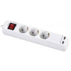 Priza/prelungitor Bachmann B387.203, 3x Schuko, 2x USB, 3m