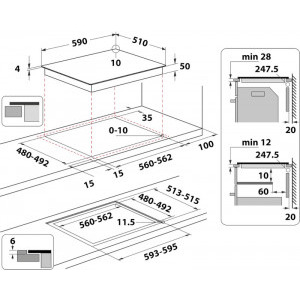 Whirlpool WLB8160NE, Inductie, 4 zone de gatit, 6th Sense, Timer, Flexible Zone, 60 cm, Sticla neagra