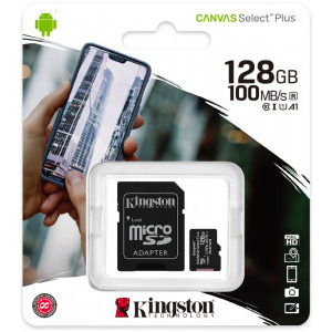 Kingston Micro SDXC Canvas Select Plus Clasa 10 UHS-I 128GB + Adaptor