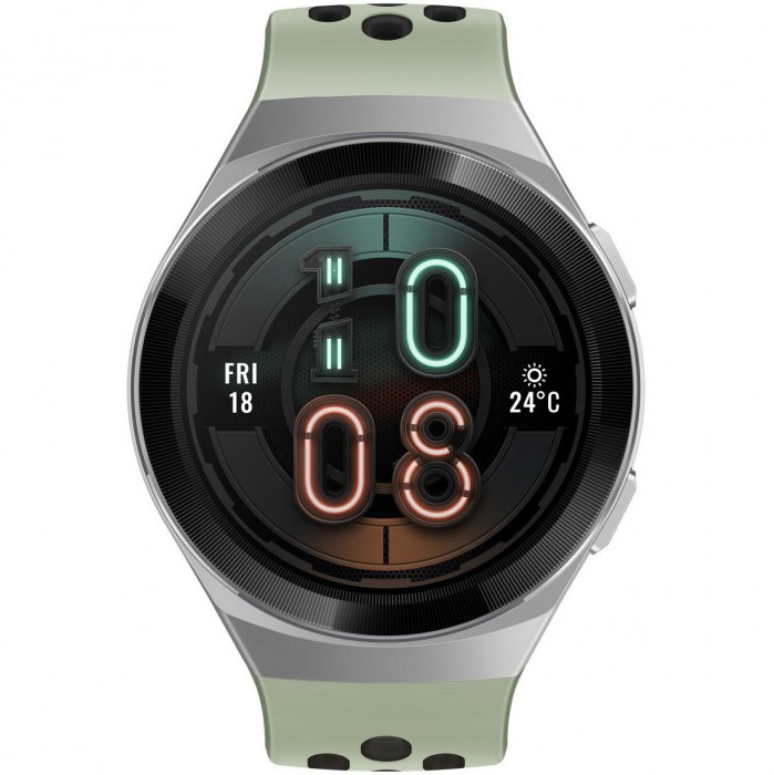 SmartWatch Huawei Watch GT 2e, 46 mm, corp negru, curea silicon verde, rezistent la apa, senzor HR, Bluetooth, GPS, SpO2