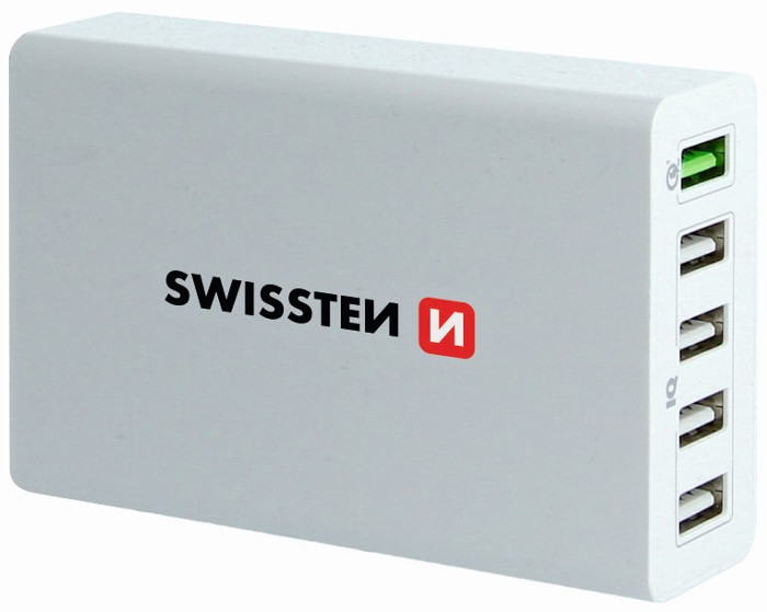 Incarcator retea GSM Swissten 5x USB, 50W, White cu tehnologia Smart IC
