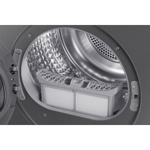 Samsung DV90F09F4SU4 Bespoke AI, Pompa de caldura, 9 kg, Clasa A, Digital Inverter, AI Home, Hygiene Care, AI Dry+, QuickDrive, AI Energy, SmartThings, Iluminare interioara, Inox