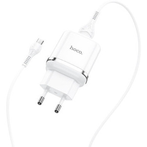 Incarcator retea Hoco N3, 1x USB, Quick Charge 18 W, White + Cablu microUSB inclus