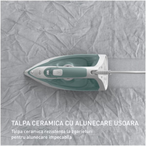 Tefal Fier de calcat Virtuo FV2C42E0, 2000W, 27g/min, Alb/Verde