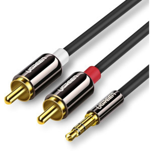 Cablu audio Ugreen AV116, 1x Jack 3.5 mm Male - 2x RCA Male, 2 m, Negru