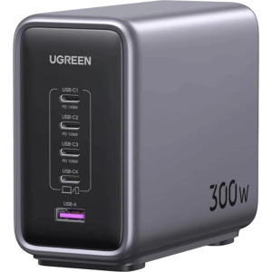 Incarcator retea Ugreen CD333, 4x USB-C, 1x USB, Quick Charge 300 W, GaN, Grey