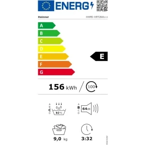 Heinner HHPD-V9T2KA++, Pompa de caldura, 9 kg, Clasa E, PureBeam+, Iluminare interioara, Alb