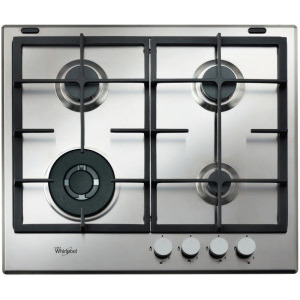 Plita incorporabila Whirlpool GMA 6422 IX, Gaz, 4 arzatoare, 60 cm, Gratare fonta, Inox