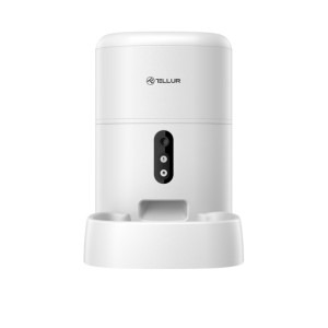 Tellur Dispenser hrana animale WiFi Smart, Camera UltraHD, 4L, Alb