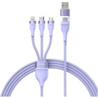 Cablu de date / adaptor Baseus Flash Series 2, USB-C Male la USB-C Male & MicroUSB Male & Lightning Male, 100 W, 1.2 m, Violet