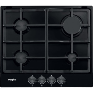 Plita incorporabila Whirlpool TGML 660 NB, Gaz, 4 zone de gatit, Aprindere electrica, Sistem de siguranta, Gratar fonta, 60 cm, Negru
