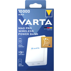 Baterie externa Varta Wireless Mag Pro 10000 mAh, 2x USB-C, 20W, White
