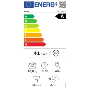 Candy BR 410B8-S, 10 kg, 1400 RPM, Clasa A, Inverter, ProActive Wash, hOn, Alb