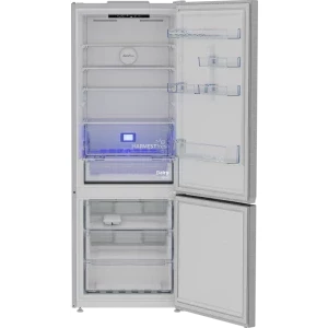 Beko B3RCNE564HXB, 490 L, Clasa E, No Frost, HarvestFresh, AeroFlow, Control electronic, 192 cm, Metal Look