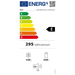 Beko B3RCNE564HXB, 490 L, Clasa E, No Frost, HarvestFresh, AeroFlow, Control electronic, 192 cm, Metal Look