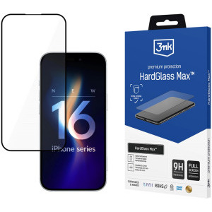 Folie protectie 3MK HardGlass Max pentru iPhone 16 Pro, cu margini negre