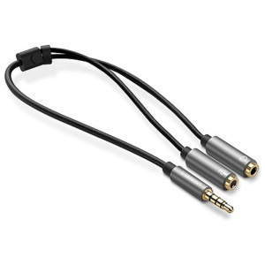 Ugreen AV141, Jack 3.5 mm Male - 2x Jack 3.5 mm Female, 0.2m, negru-gri