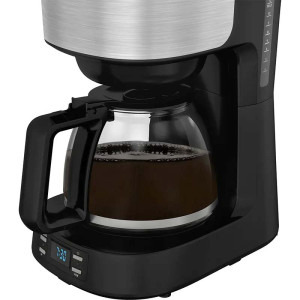 Tefal Equinox CM520D10, capacitate 1.2L, timer digital, functie pastrare la cald, comutator ON/OFF iluminat, sistem antipicurare, suport detasabil filtru, negru/inox