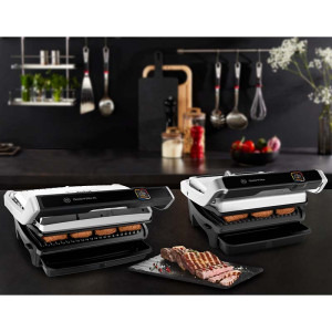 Tefal Gratar electric OptiGrill Elite XL GC760D30, 16 programe de gatit, placi 40x20cm, termostat reglabil, negru/inox, 2200W, Negru-Inox