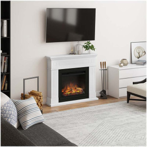 TAGU Semineu Larsen Pure White cu Focar Electric PowerFlame, 23 inch, FM462-WH1 + 23PF1A