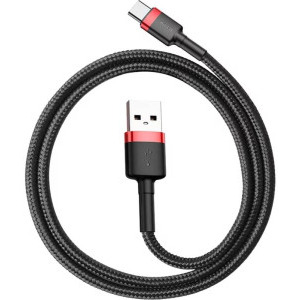 Baseus Cafule CATKLF-A91, USB Male la USB-C Male, 0.5 m, Black/Red, amperaj maxim suportat 3A