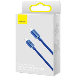 Baseus Crystal Shine Series CAJY000603, USB-C Male la USB-C Male, 100W, 1.2 m, Blue