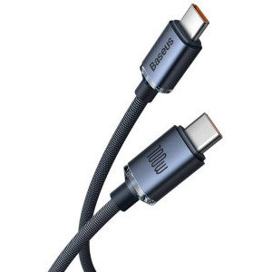 Baseus Crystal Shine, USB-C Male la USB-C Male, 100W, 2 m, Black