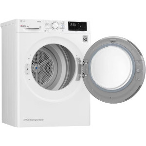LG RH80V3AV6N, Pompa de caldura, 8 kg, Clasa D, Dual Inverter, Auto-curatare condensator, Eco Hybrid, Alb