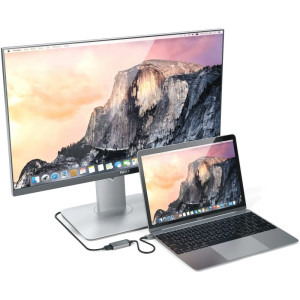 Satechi 1x USB Tip C Male - 1x HDMI Female, gri-negru
