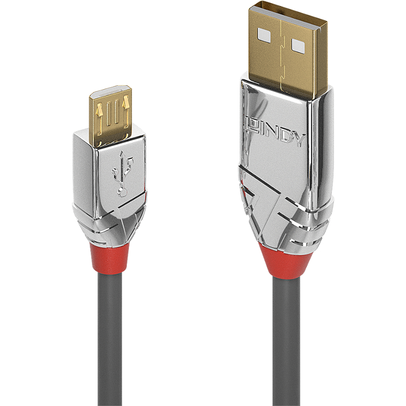 Cablu periferice LINDY Cromo, USB 2.0 tip A Male - Micro USB 2.0 tip B Male, 3m, gri-argintiu