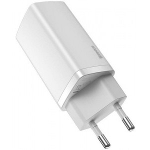 Baseus GaN2 Lite, Quick Charge 63W, 1x USB, 1x USB-C, White