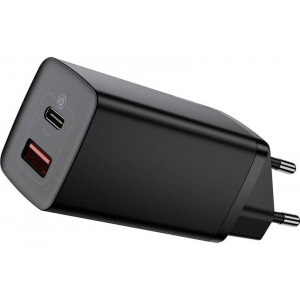 Baseus GaN2 Lite, Quick Charge 63W, 1x USB, 1x USB-C, Black