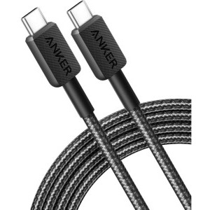 Cablu de date / adaptor Anker 322, USB-C Male la USB-C Male, PD 60W, 1.8 m, Black