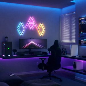 Nanoleaf Starter Kit Lines, Wi-Fi, LED, RGB compatibil Apple HomeKit, Google Assistant, 9 bucati