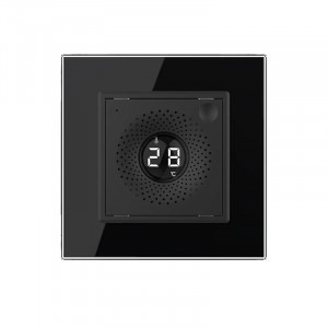 Livolo Senzor de Temperatura si Umiditate cu Rama din Sticla, Protocol Zigbee, Negru