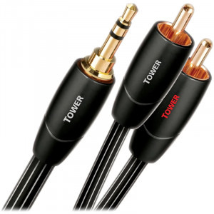 Audioquest Tower, Jack 3.5 mm Male - 2x RCA Male, 1.5m, negru-alb
